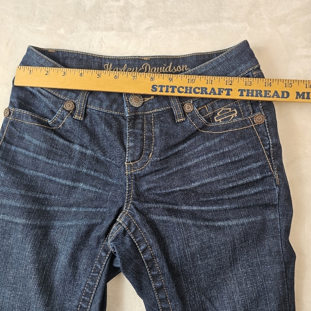 Harley-Davidson Bootcut Jeans Women’s 2 Dark Wash Denim Motorcycle Rider Biker - Picture 5 of 15